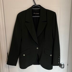Sandra Angelozzi Elegant Women's Dark Green Blazer with Button Details Size 40